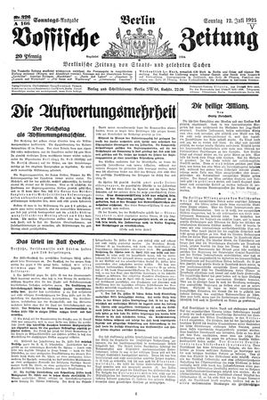 Vossische Zeitung on Jul 12, 1925
