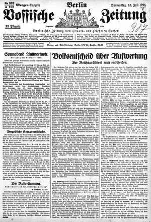 Vossische Zeitung vom 16.07.1925