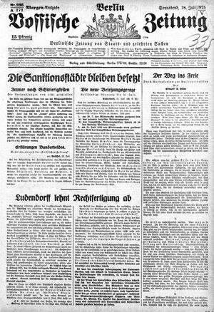 Vossische Zeitung on Jul 18, 1925