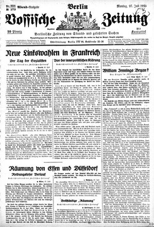Vossische Zeitung on Jul 27, 1925