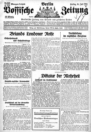 Vossische Zeitung on Jul 31, 1925
