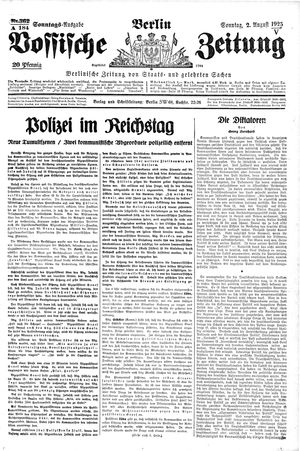 Vossische Zeitung vom 02.08.1925