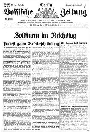 Vossische Zeitung on Aug 8, 1925