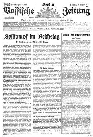 Vossische Zeitung vom 09.08.1925