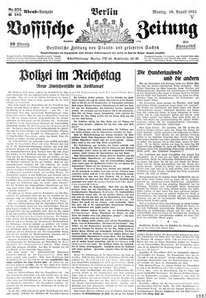 Vossische Zeitung vom 10.08.1925