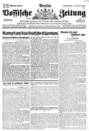 Vossische Zeitung on Aug 13, 1925