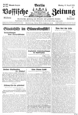 Vossische Zeitung on Aug 17, 1925