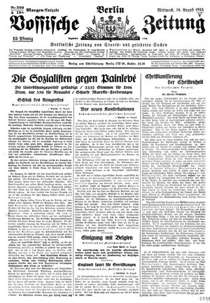 Vossische Zeitung vom 19.08.1925
