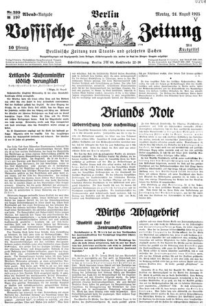 Vossische Zeitung vom 24.08.1925