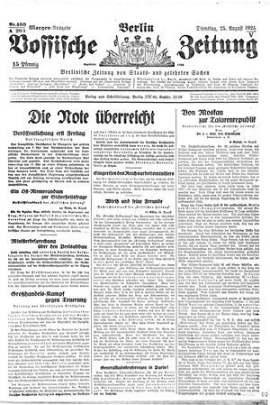 Vossische Zeitung vom 25.08.1925