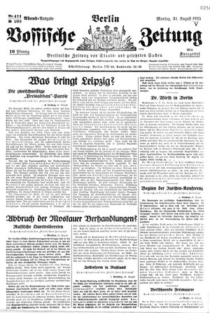 Vossische Zeitung vom 31.08.1925