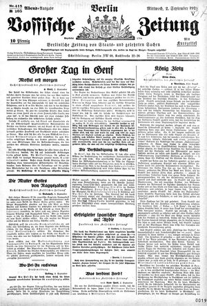 Vossische Zeitung vom 02.09.1925