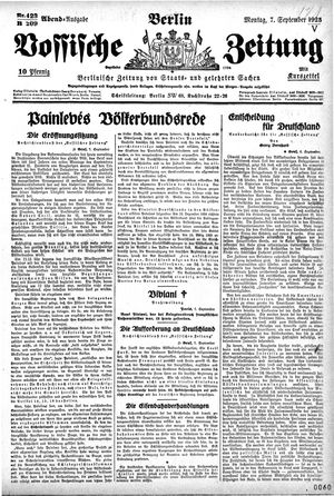 Vossische Zeitung vom 07.09.1925