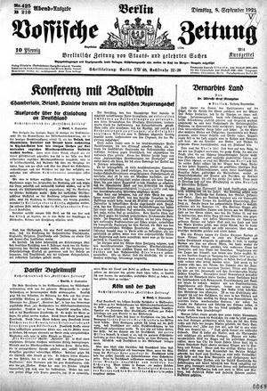 Vossische Zeitung vom 08.09.1925