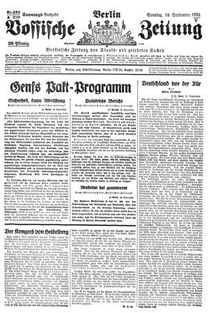 Vossische Zeitung vom 13.09.1925