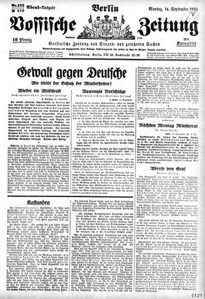 Vossische Zeitung on Sep 14, 1925