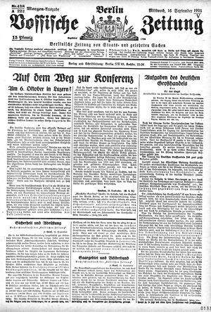 Vossische Zeitung vom 16.09.1925
