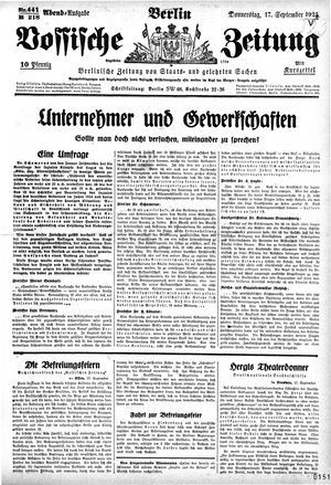 Vossische Zeitung vom 17.09.1925