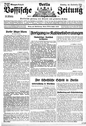 Vossische Zeitung vom 22.09.1925