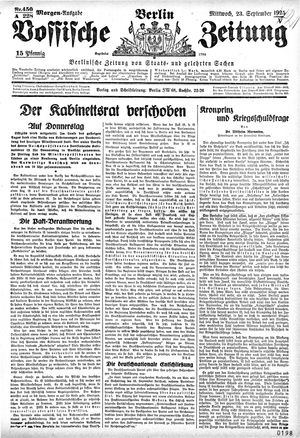 Vossische Zeitung vom 23.09.1925
