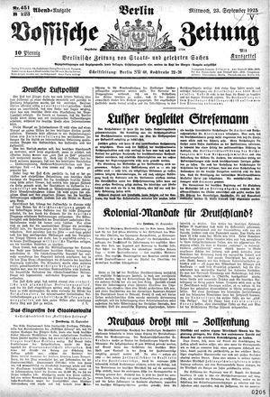 Vossische Zeitung on Sep 23, 1925