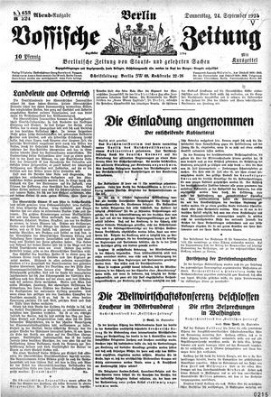 Vossische Zeitung on Sep 24, 1925
