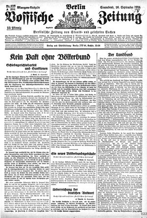 Vossische Zeitung vom 26.09.1925
