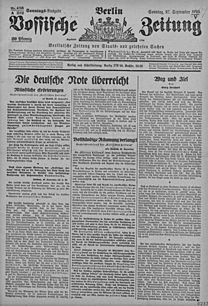 Vossische Zeitung vom 27.09.1925