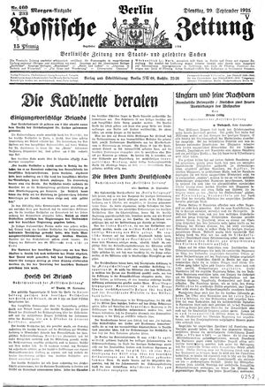 Vossische Zeitung vom 29.09.1925