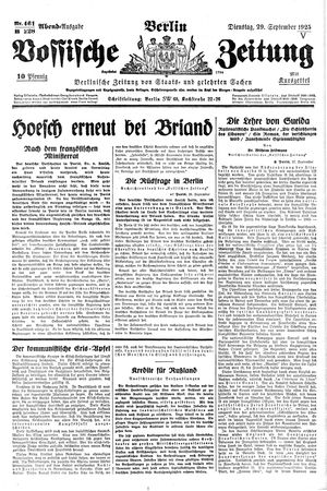 Vossische Zeitung vom 29.09.1925