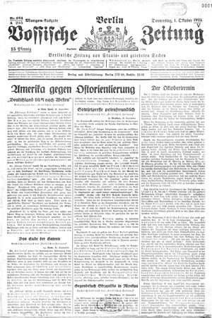 Vossische Zeitung on Oct 1, 1925