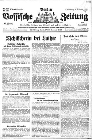 Vossische Zeitung on Oct 1, 1925