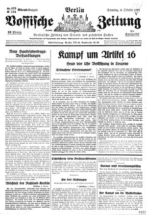 Vossische Zeitung on Oct 6, 1925