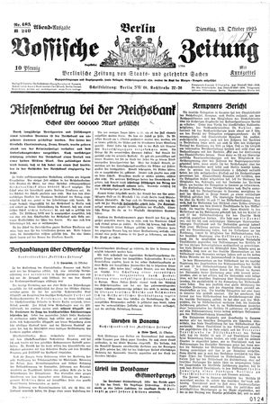 Vossische Zeitung vom 13.10.1925