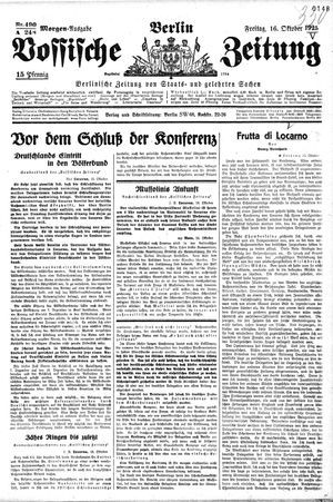 Vossische Zeitung on Oct 16, 1925