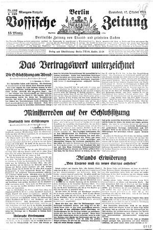 Vossische Zeitung on Oct 17, 1925
