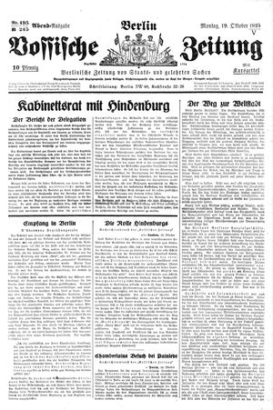 Vossische Zeitung vom 19.10.1925
