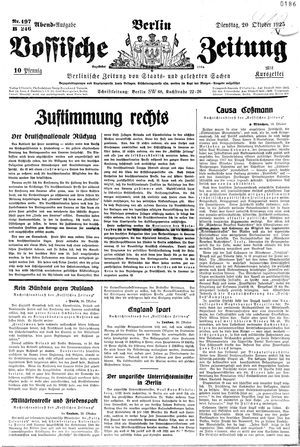 Vossische Zeitung vom 20.10.1925