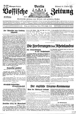 Vossische Zeitung on Oct 21, 1925