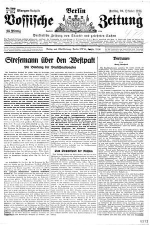 Vossische Zeitung vom 23.10.1925