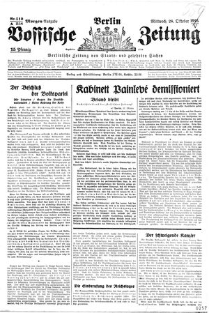 Vossische Zeitung vom 28.10.1925