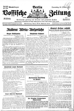 Vossische Zeitung vom 29.10.1925