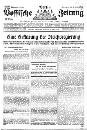 Vossische Zeitung vom 31.10.1925