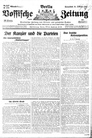 Vossische Zeitung on Oct 31, 1925