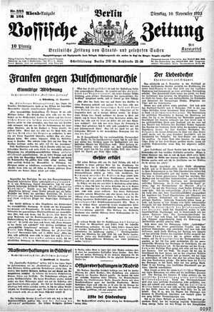 Vossische Zeitung vom 10.11.1925