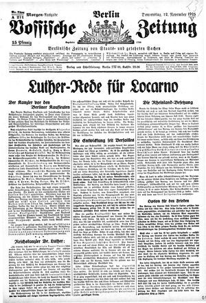 Vossische Zeitung vom 12.11.1925
