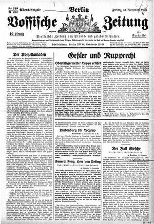 Vossische Zeitung vom 13.11.1925