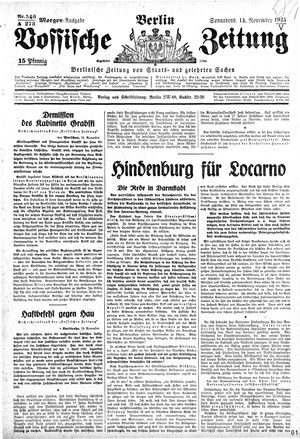 Vossische Zeitung vom 14.11.1925