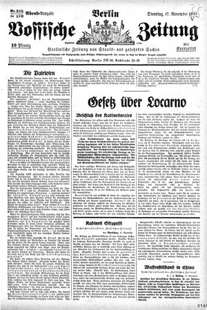 Vossische Zeitung vom 17.11.1925