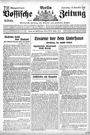 Vossische Zeitung on Nov 19, 1925